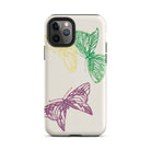Pink Yellow & Green Butterflies Kamisaka Sekka Iphone Case, 11 Pro / Matte, Butterfly Themed Phone Case