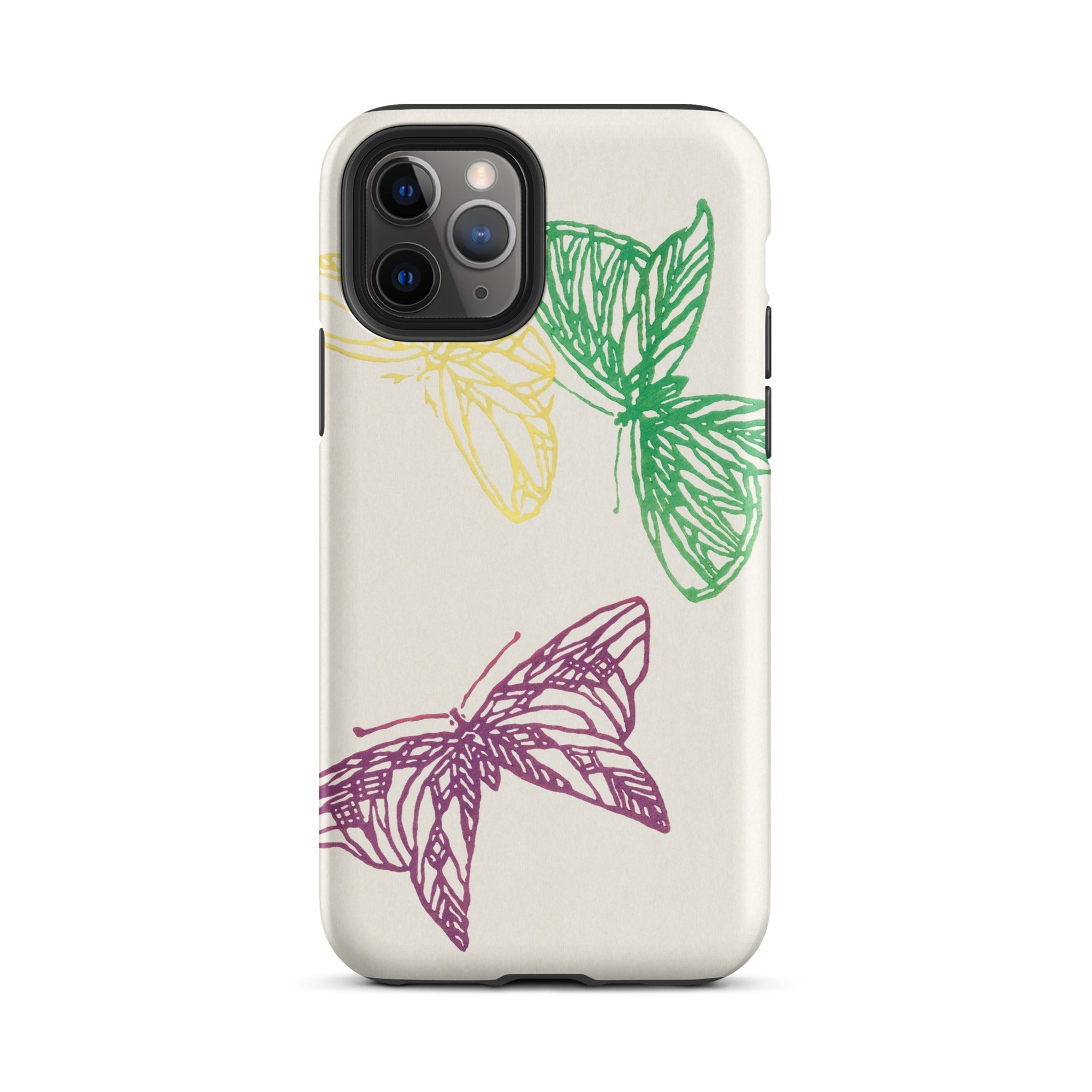Pink Yellow & Green Butterflies Kamisaka Sekka Iphone Case, 11 Pro / Matte, Butterfly Themed Phone Case