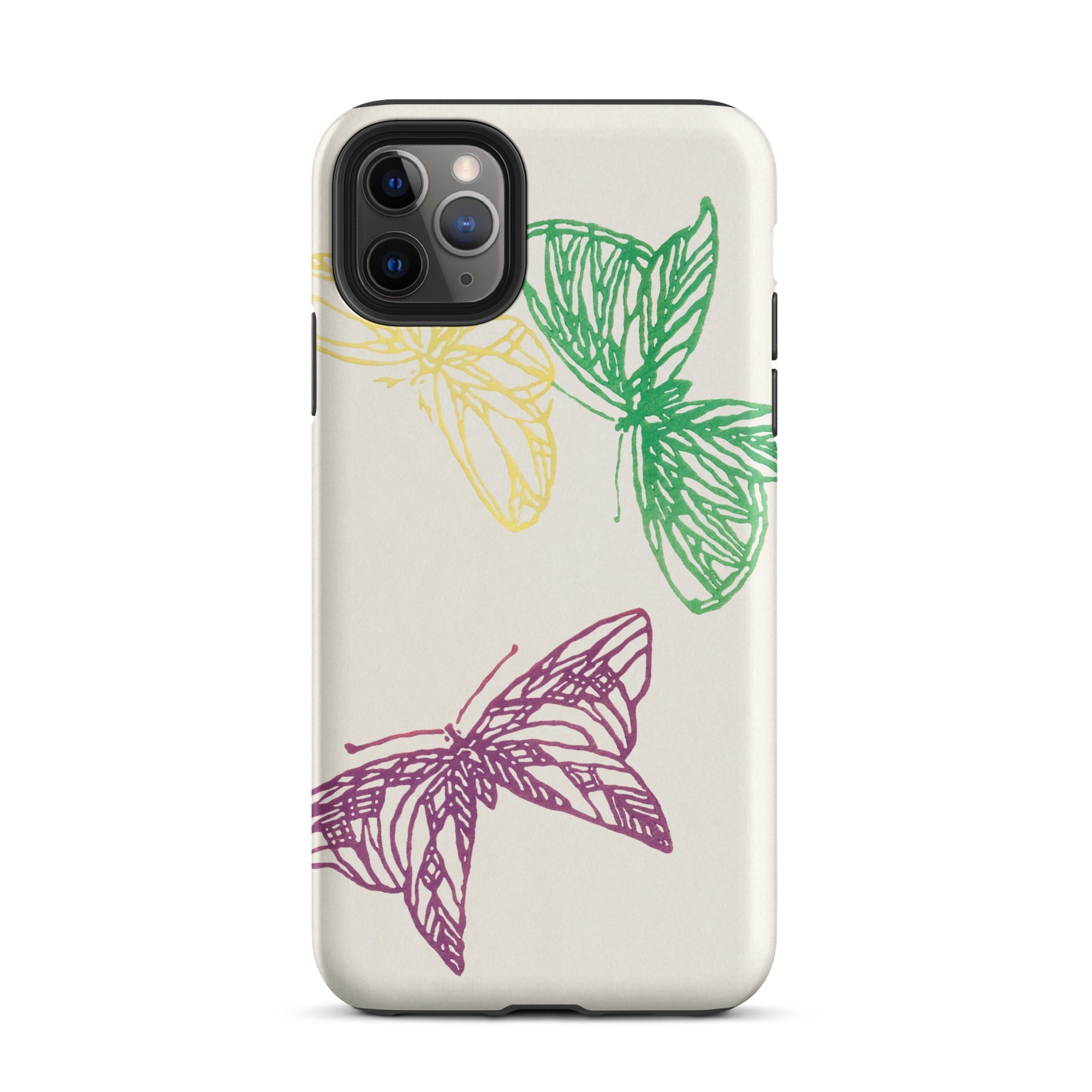 Pink Yellow & Green Butterflies Kamisaka Sekka Iphone Case, 11 Pro Max / Matte, Butterfly Themed Smartphone Case