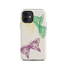 Pink Yellow & Green Butterflies Kamisaka Sekka Iphone Case, 12 / Matte, Butterfly Patterned Phone Case