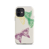 Pink Yellow & Green Butterflies - Kamisaka Sekka Iphone Case, 12 / Matte, Butterfly-patterned Phone Case
