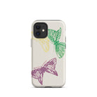 Pink Yellow & Green Butterflies Kamisaka Sekka Iphone Case, 12 Mini / Matte, Butterfly Patterned Phone Case