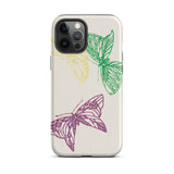 Pink Yellow & Green Butterflies - Kamisaka Sekka Iphone Case, 12 Pro Max / Matte, Butterfly-themed Phone Case
