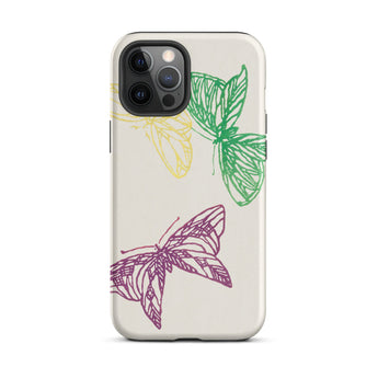 Pink Yellow & Green Butterflies - Kamisaka Sekka Iphone Case, 12 Pro Max / Matte, Butterfly-themed Phone Case