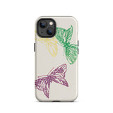 Pink Yellow & Green Butterflies - Kamisaka Sekka Iphone Case, 13 / Matte, Butterfly-patterned Phone Case