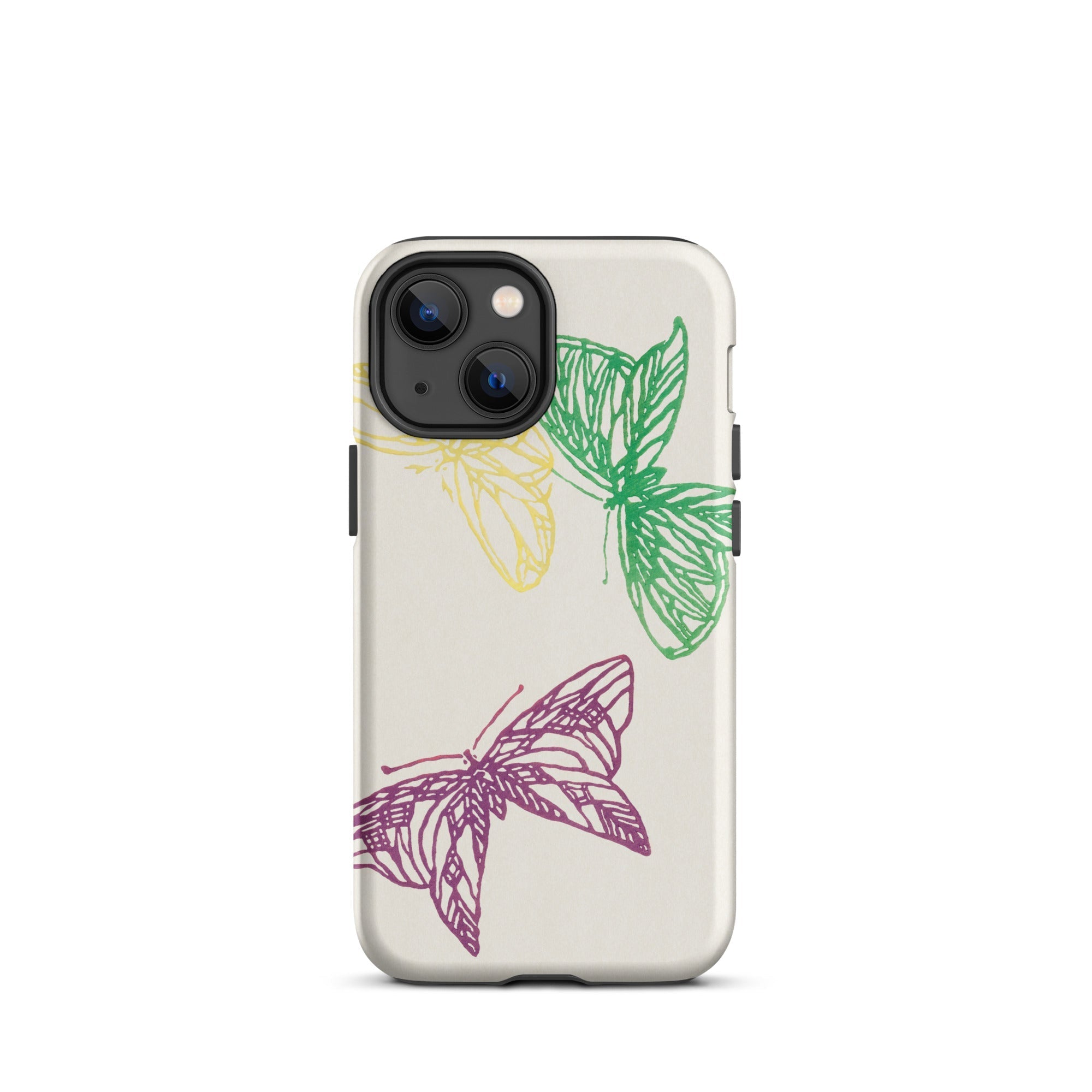 Pink Yellow & Green Butterflies Kamisaka Sekka Iphone Case, 13 Mini / Matte, Butterfly Themed Phone Case