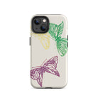 Pink Yellow & Green Butterflies Kamisaka Sekka Iphone Case, 14 / Matte, Butterfly Patterned Phone Case