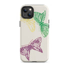 Pink Yellow & Green Butterflies Kamisaka Sekka Iphone Case, 14 Plus / Matte, Butterfly Themed Phone Case