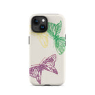 Pink Yellow & Green Butterflies Kamisaka Sekka Iphone Case, 15 / Matte, Butterfly Patterned Phone Case