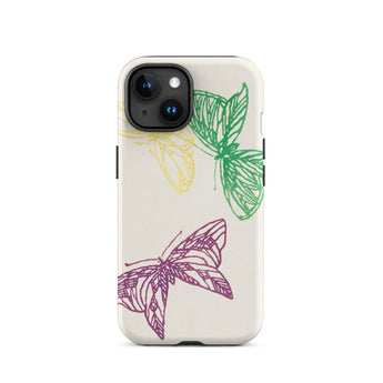Pink Yellow & Green Butterflies - Kamisaka Sekka Iphone Case, 15 / Matte, Butterfly-patterned Phone Case