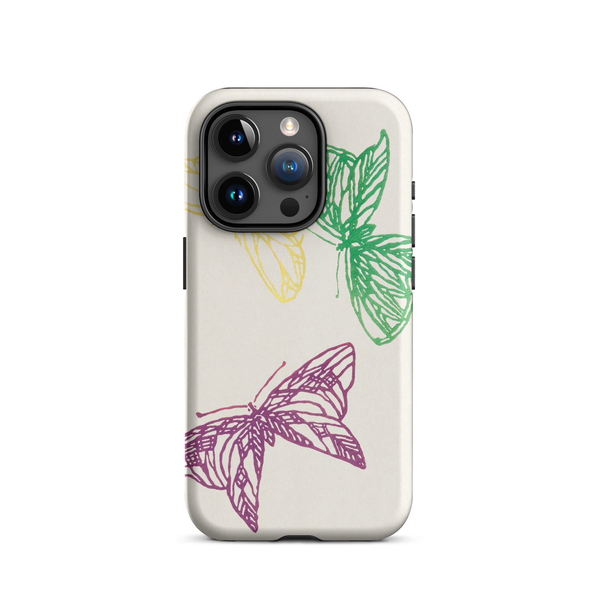Pink Yellow & Green Butterflies Kamisaka Sekka Iphone Case, 15 Pro / Matte, Butterfly Themed Phone Case