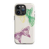 Pink Yellow & Green Butterflies - Kamisaka Sekka Iphone Case, 15 Pro Max / Matte, Butterfly-themed Phone Case