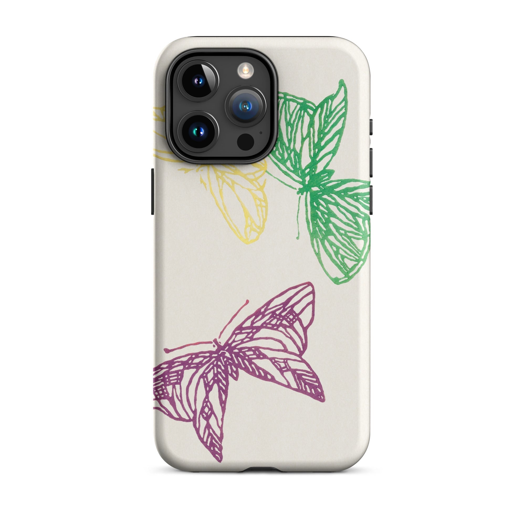 Pink Yellow & Green Butterflies Kamisaka Sekka Iphone Case, 15 Pro Max / Matte, Butterfly Themed Phone Case