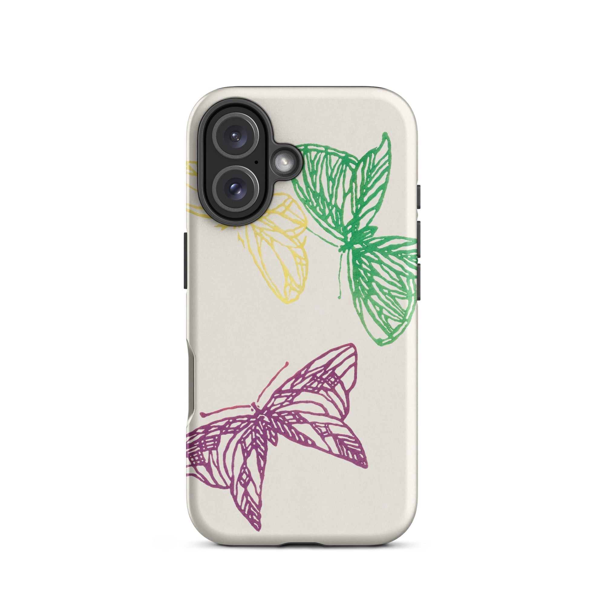 Pink Yellow & Green Butterflies Kamisaka Sekka Iphone Case, 16 / Matte, Butterfly Patterned Phone Case