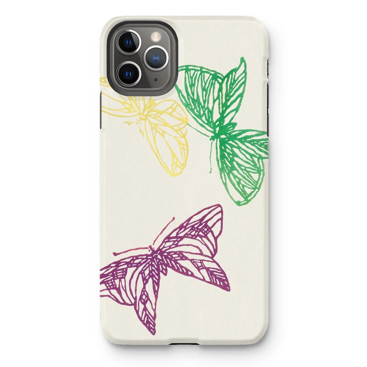 Pink Yellow & Green Butterflies - Kamisaka Sekka Iphone Case 11 Pro Max / Matte Mobile Phone Cases