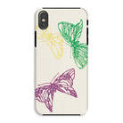 Pink Yellow & Green Butterflies Kamisaka Sekka Iphone Case, Xs / Matte, Phone Case Decorated Sketched Butterflies Yellow Green Purple