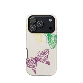 Pink Yellow & Green Butterflies - Kamisaka Sekka Phone Case Iphone 17 Pro / Matte 12 Max Butterfly Design White Sekka’s, Transforms, Mobile