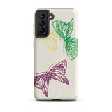 Pink Yellow & Green Butterflies - Kamisaka Sekka Phone Case Samsung Galaxy S21 Plus / Matte Cream-colored Phone Case Three Hand-drawn
