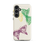 Pink Yellow & Green Butterflies - Kamisaka Sekka Phone Case Samsung Galaxy S24 Plus / Matte Cream-colored Phone Case Hand-drawn Butterflies