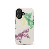 Pink Yellow & Green Butterflies - Kamisaka Sekka Phone Case Iphone 17 / Matte Iphone 12 Case Butterfly Design White Background