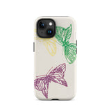 Pink Yellow & Green Butterflies - Kamisaka Sekka Phone Case Iphone 15 / Matte Butterfly-patterned Phone Case Kamisaka Sekka’s Butterflies,