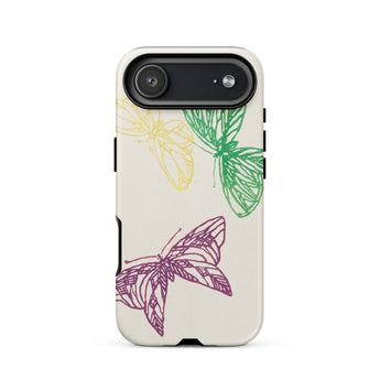 Pink Yellow & Green Butterflies - Kamisaka Sekka Phone Case Iphone 17 Air / Matte White Butterfly Phone Case Green Purple Butterflies Made