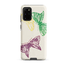 Pink Yellow & Green Butterflies Kamisaka Sekka Samsung Case, Galaxy S20 Plus / Matte, Cream Colored Smartphone Case Adorned Three Outlined