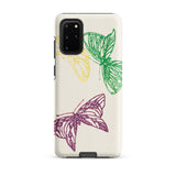 Pink Yellow & Green Butterflies - Kamisaka Sekka Samsung Case, Galaxy S20 Plus / Matte, Cream-colored Smartphone Case Adorned Three