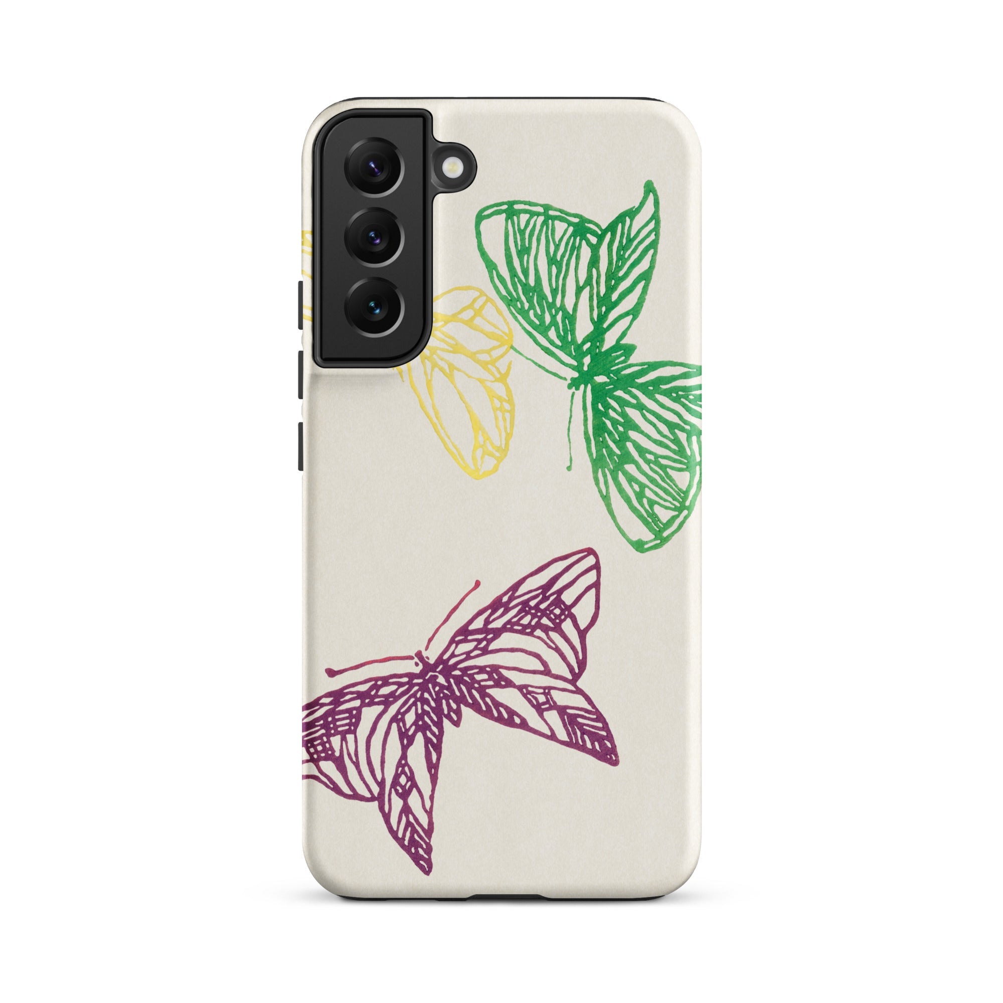 Pink Yellow & Green Butterflies Kamisaka Sekka Samsung Case, Galaxy S22 Plus / Matte, Smartphone Case Whimsical Butterfly Design