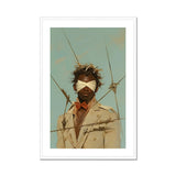 Pinpoint - Queer Black Outlaw Dandy Art Print, Framed Portrait Blindfolded Man Spears