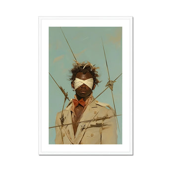 Pinpoint - Queer Black Outlaw Dandy Art Print, Framed Portrait Blindfolded Man Spears