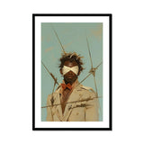 Pinpoint - Queer Black Outlaw Dandy Art Print, Framed Portrait Blindfolded Person