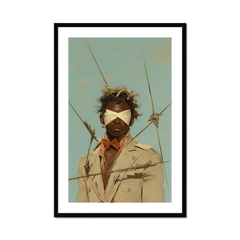 Pinpoint - Queer Black Outlaw Dandy Art Print, Framed Portrait Blindfolded Person