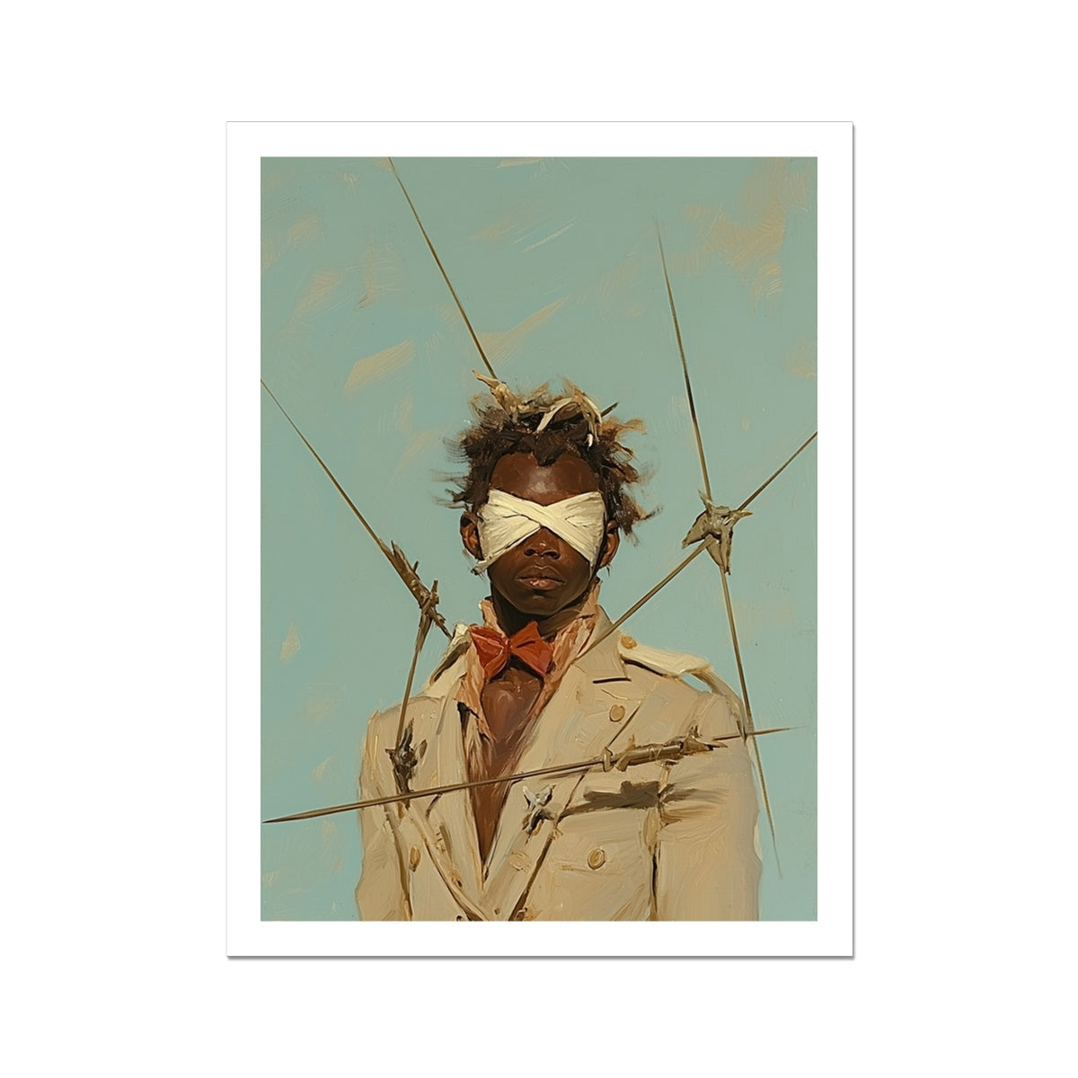 Pinpoint Queer Black Outlaw Dandy Art Print, 20x30’’ / 51x76cm / Unframed, Blindfolded Figure Spears