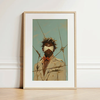 Pinpoint - Queer Black Outlaw Dandy Art Print / Canvas, 12x18’’ / 31x46cm / Natural Frame / Matboard, Posters Prints & Visual Artwork, Toby