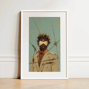 Pinpoint - Queer Black Outlaw Dandy Art Print / Canvas, 12x18’’ / 31x46cm / White Frame / Matboard, Posters Prints & Visual Artwork, Toby