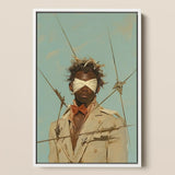 Pinpoint - Queer Black Outlaw Dandy Art Print / Canvas Framed Artwork Figure Dark Skin Off-white Trench Coat, Prints