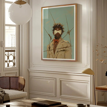 Pinpoint - Queer Black Outlaw Dandy Art Print / Canvas Framed Portrait Blindfolded Man, Prints