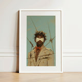 Pinpoint - Queer Black Outlaw Dandy Art Print / Canvas Framed Stylized Portrait Person Dark Skin, Prints