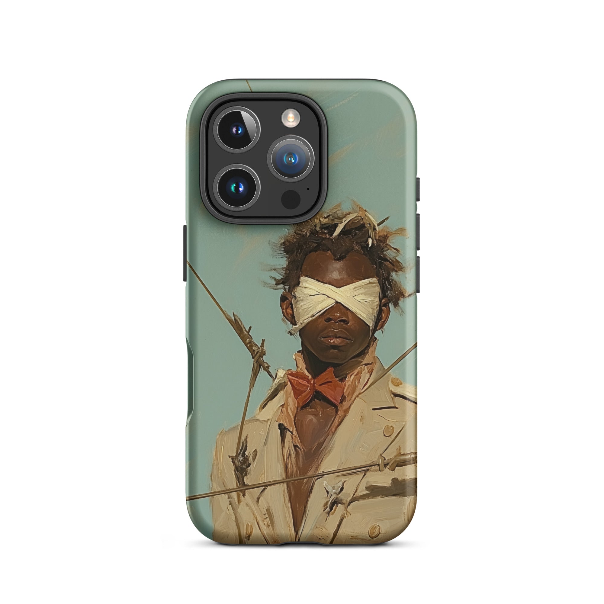 Pinpoint Surreal Black Outlaw Dandy Iphone Case, 16 Pro / Matte, Phone Case Blindfolded Man