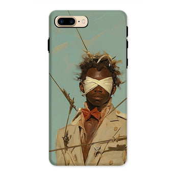 Pinpoint - Surreal Black Outlaw Dandy Iphone Case, 8 Plus / Matte, Phone Case Portrait Blindfolded Person