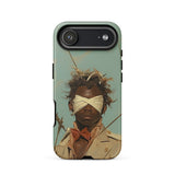 Pinpoint - Surreal Black Outlaw Dandy Phone Case Iphone 17 Air / Matte Tan Trench Coat Phone Case Blindfold Design Bandana-like Surreal