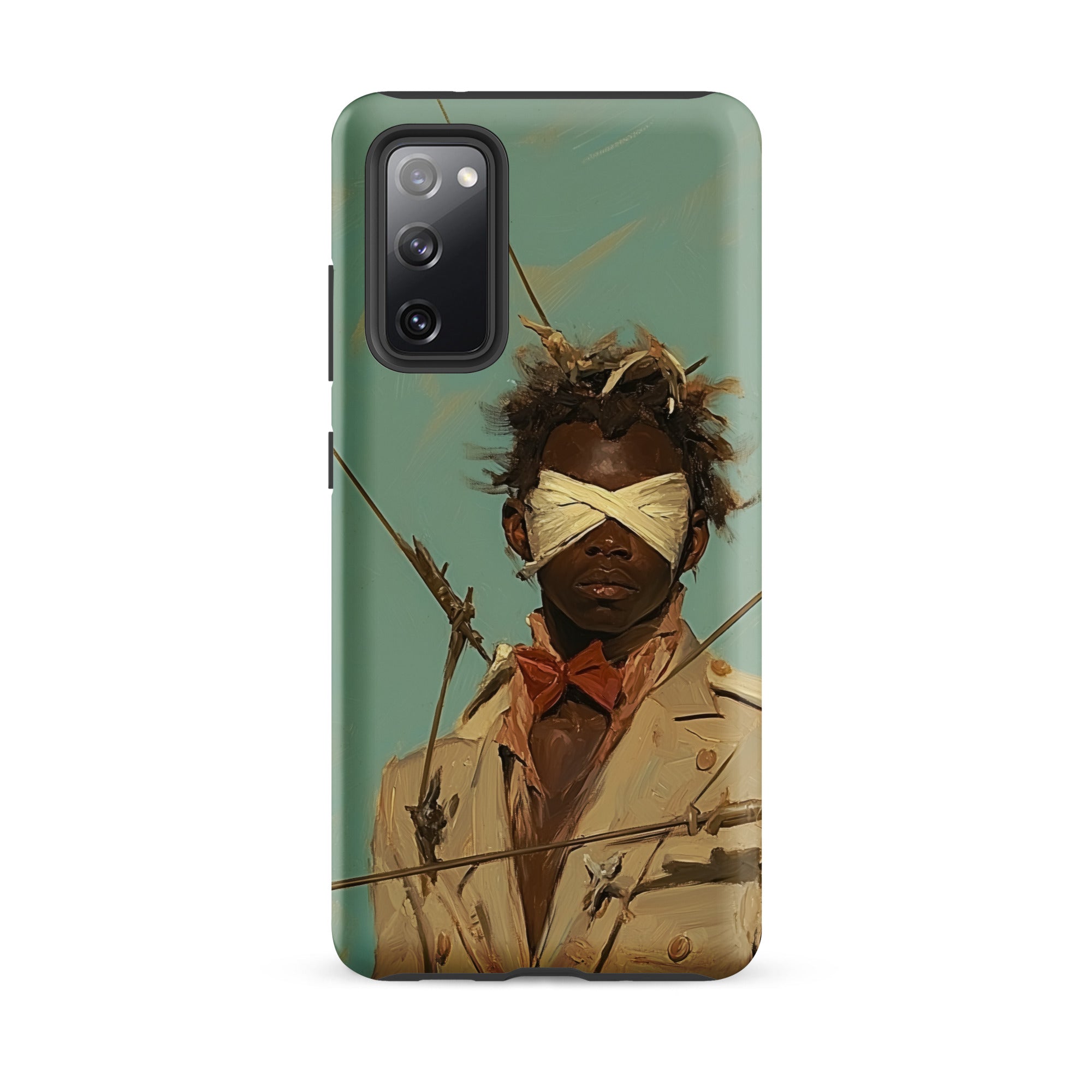 Pinpoint Surreal Black Outlaw Dandy Samsung Case, Galaxy S20 Fe / Matte, Smartphone Case Stylized Portrait Blindfolded Person Suitable