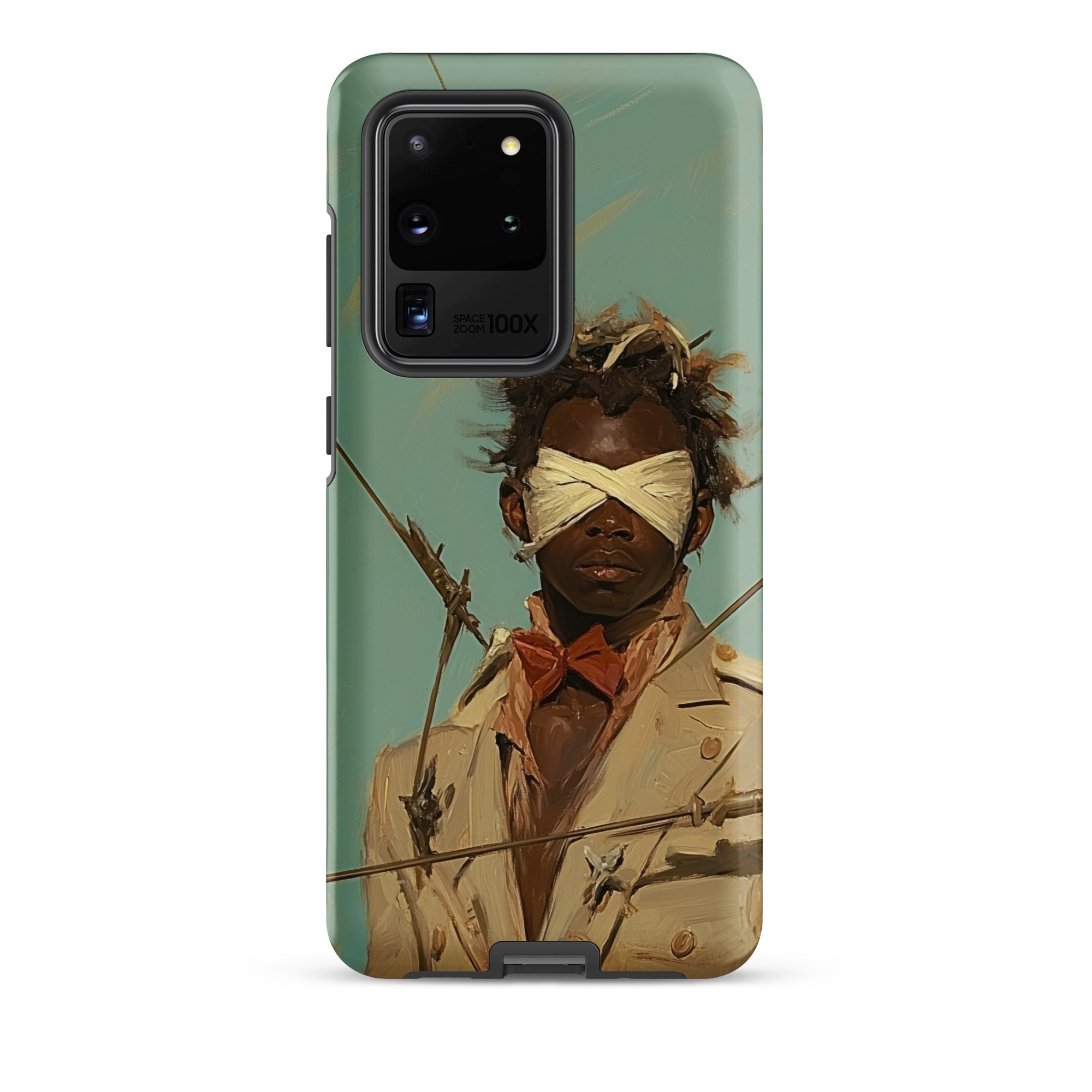 Pinpoint Surreal Black Outlaw Dandy Samsung Case, Galaxy S20 Ultra / Matte, Smartphone Case Blindfolded Figure
