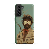 Pinpoint - Surreal Black Outlaw Dandy Samsung Case, Galaxy S21 Plus / Matte, Smartphone Protective Case Portrait Blindfolded Man