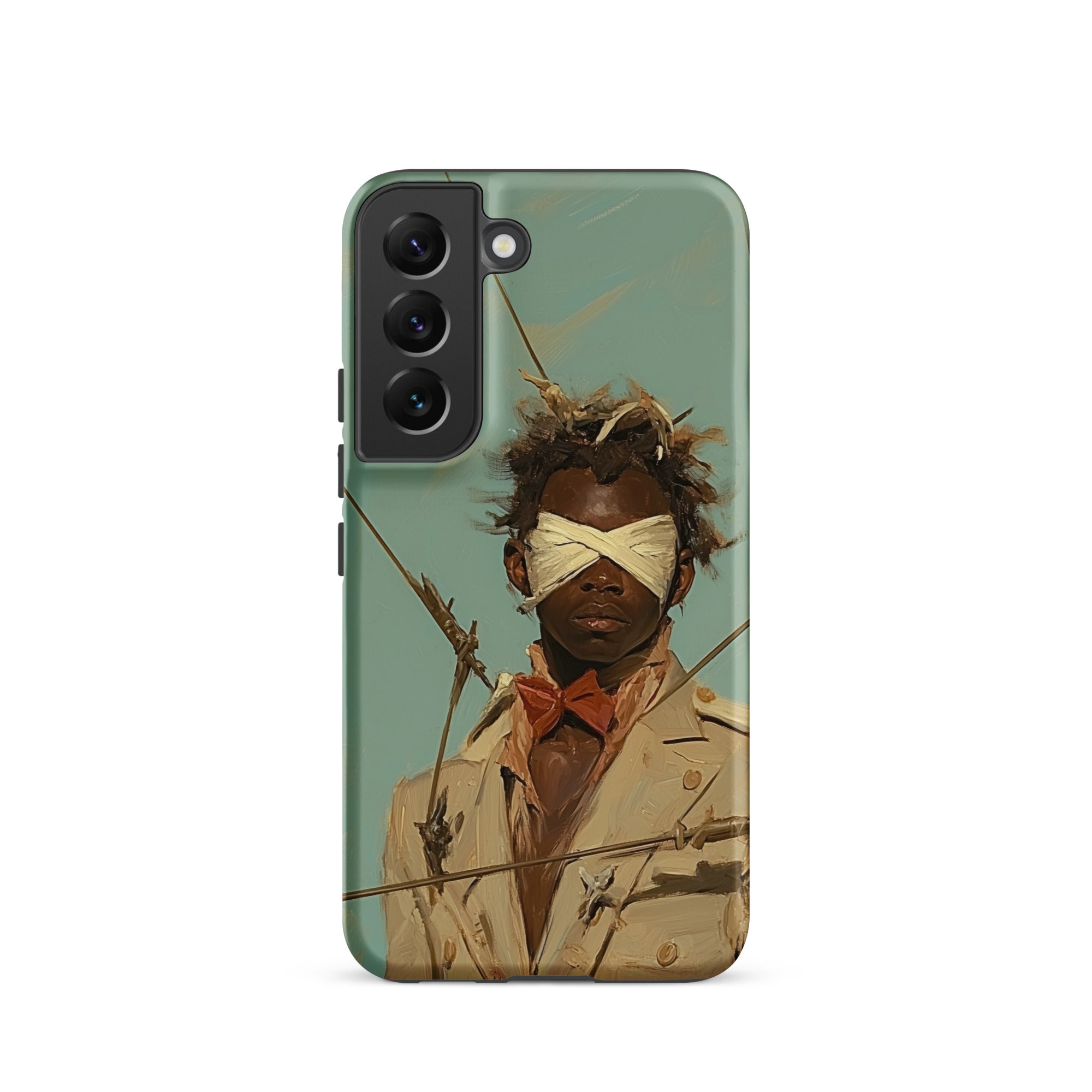 Pinpoint Surreal Black Outlaw Dandy Samsung Case, Galaxy S22 / Matte, Smartphone Case Blindfolded Figure