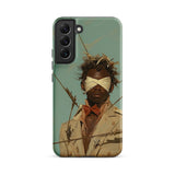 Pinpoint - Surreal Black Outlaw Dandy Samsung Case, Galaxy S22 Plus / Matte, Smartphone Case Blindfolded Figure Bow Tie Tattered Clothing