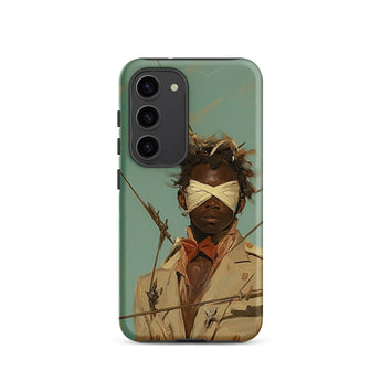 Pinpoint - Surreal Black Outlaw Dandy Samsung Case, Galaxy S23 / Matte, Phone Case Graphic Print Blindfolded Figure