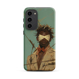 Pinpoint - Surreal Black Outlaw Dandy Samsung Case, Galaxy S23 Plus / Matte, Smartphone Case Blindfolded Figure Bow Tie Tattered Clothing
