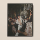 Piqued - Baroque Gay Nightclub Framed Canvas, 12x16’’ / 31x41cm / Black Floating Frame, Framed Painting Lively Party Scene